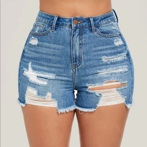 ✅3/$15 SHEIN Curvey Frayed Distressed Denim Shorts